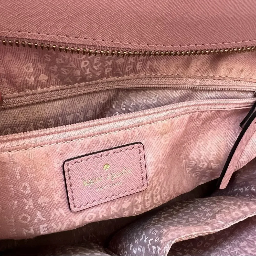 Kate Spade Hadlee Laurel Way Dusty Peony Pink Leather Handbag Purse Satchel